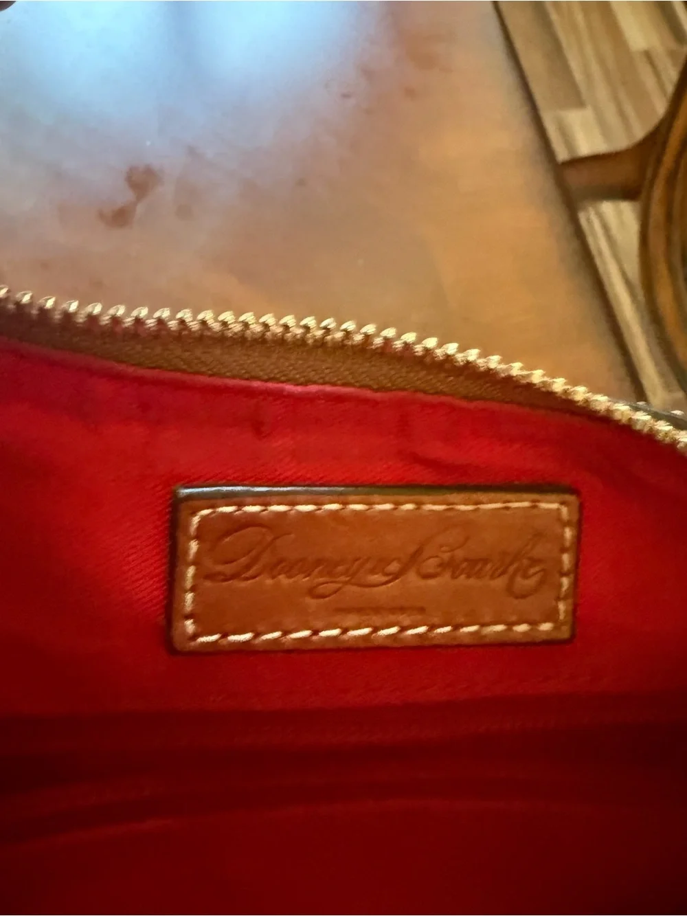 Dooney & Bourke Taupe and Brown Pebbled Leather Shoulder Bag